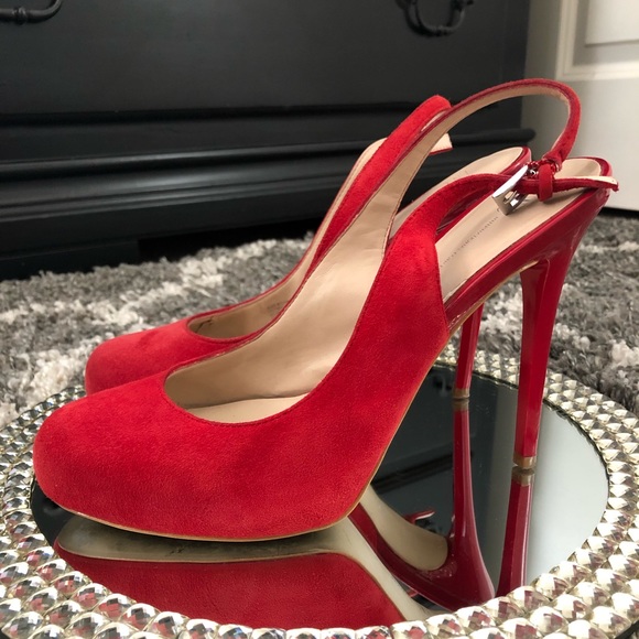 COPY - I N C Lipstick Red Suede Slingback Pumps - Picture 3 of 5